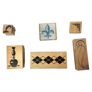 Set of (6) Various Designs Rubber Stamps